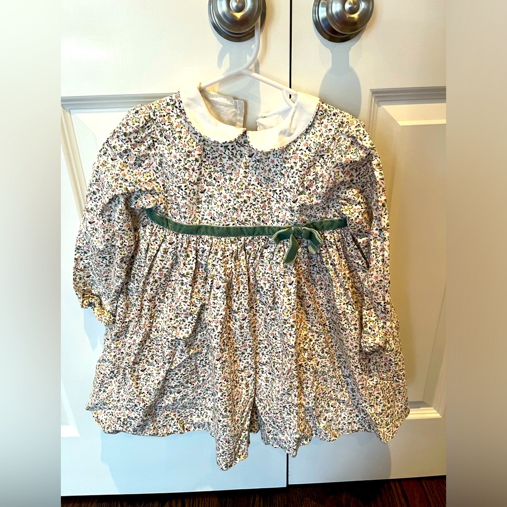 Trotters London sage green floral dress, 2T